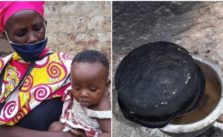 woman cooks stone for thier children
