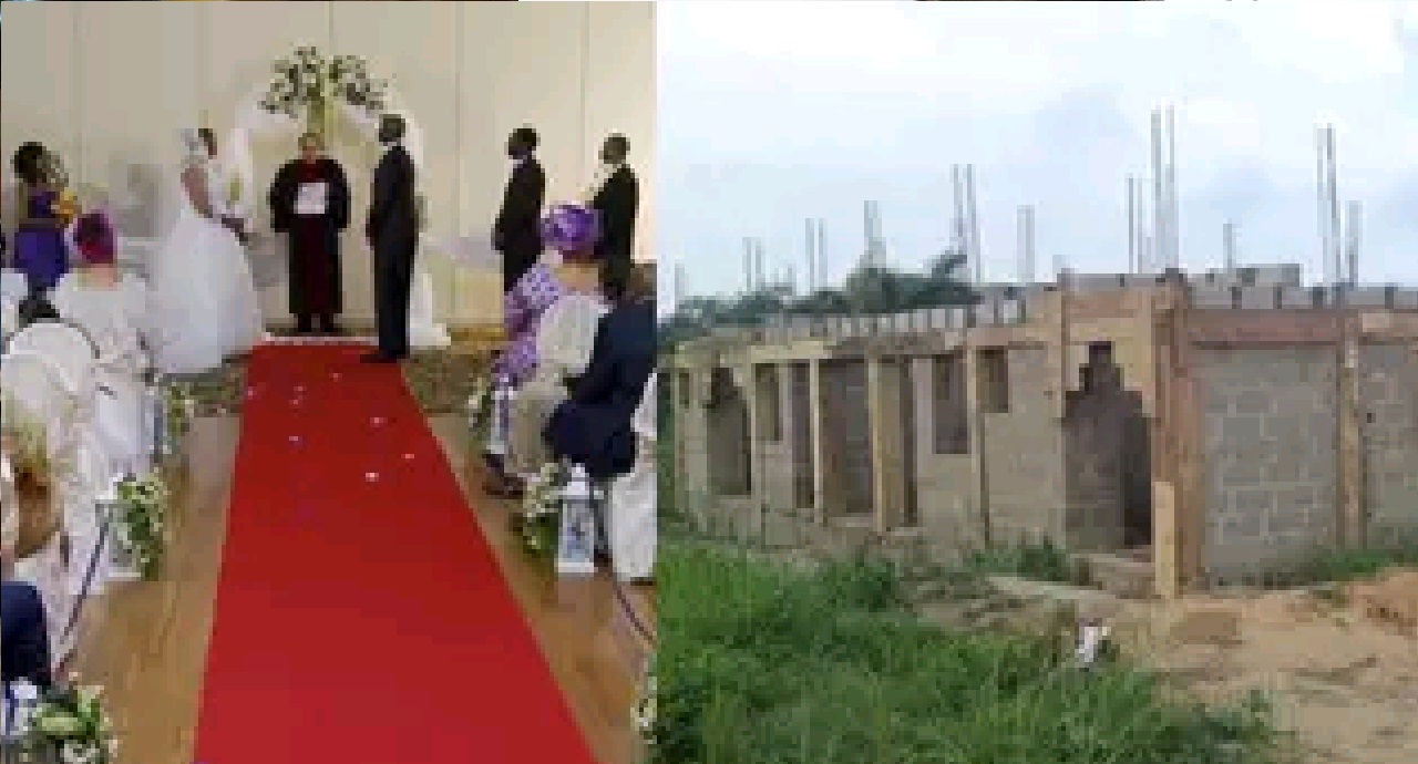 Drama as newly married woman finds out her husband who refused to take her to his duplex lives in an uncompleted building