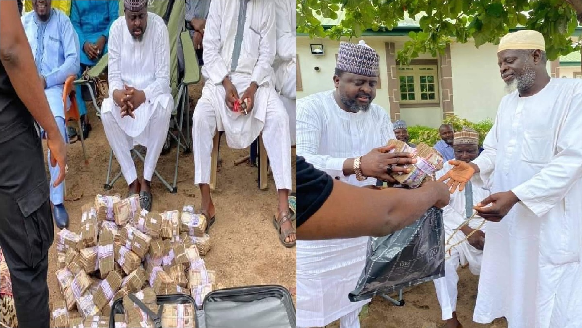 Lado Suleja sharing money to his constituents in Niger