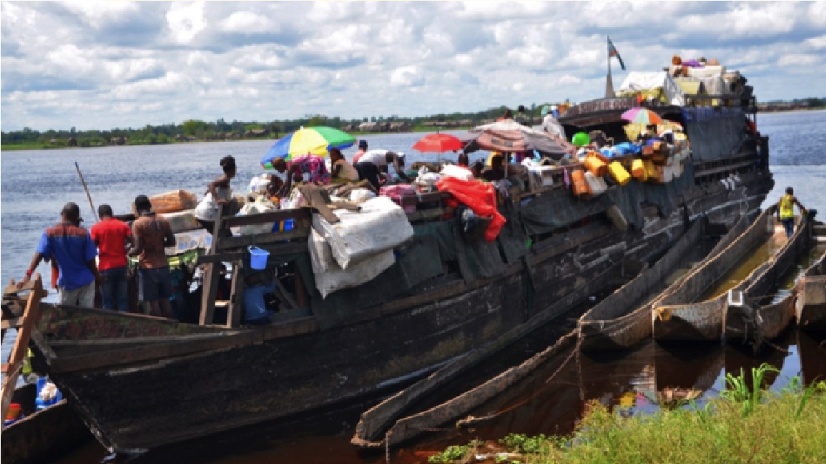 A loaded boat in a river used to illustrate the story