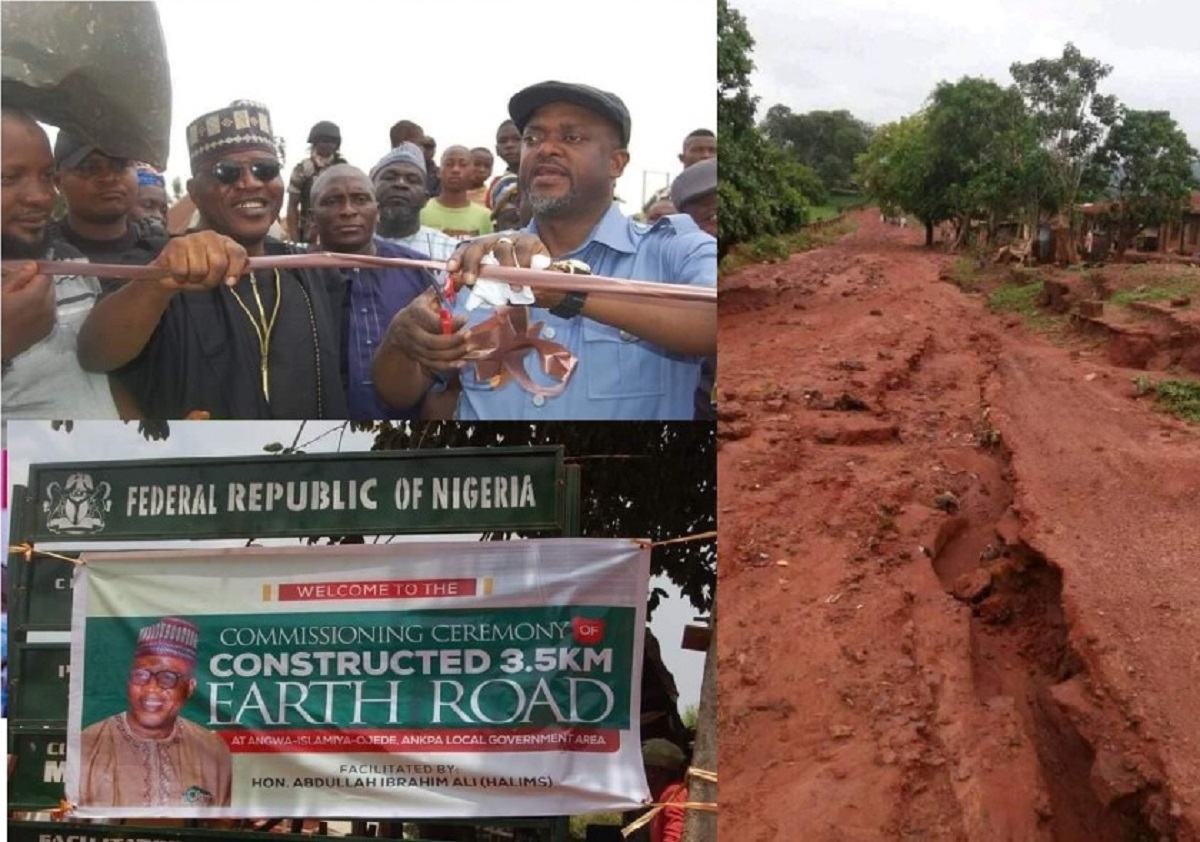 Rains wash away “Earth Road” in Kogi, two weeks after the commission by Deputy Gov