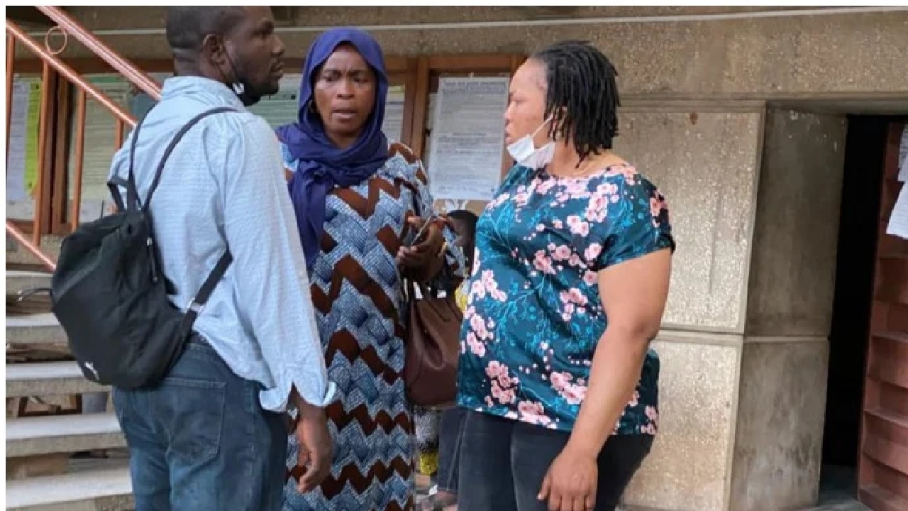 Sunday Igboho's wife, Ropo (right) with white mask around her chin. Photo: BBC News Yoruba