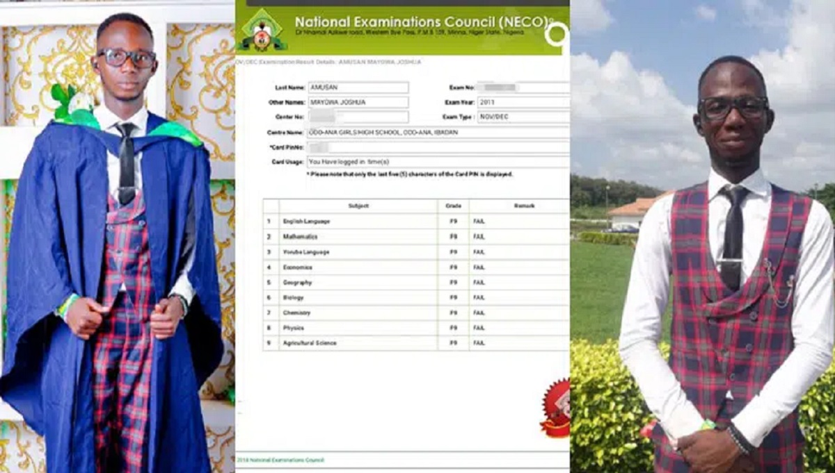 Man had F9 parallel in NECO bags First class in UI