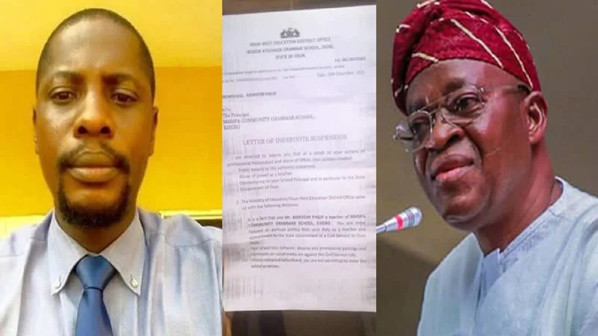 Oyetola and teacher sacked