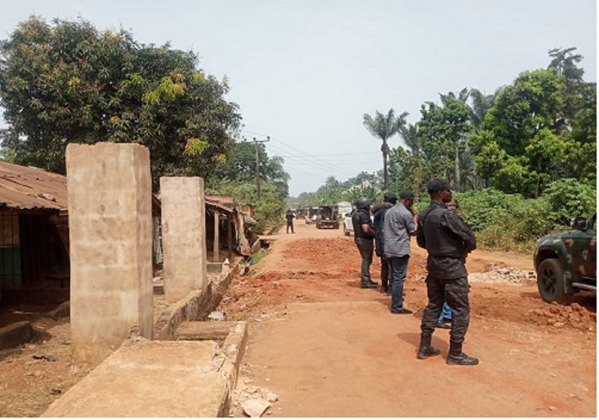 A road in Orsu in Imo State dug up by hoodlums to prevent security vehicles from accessing the communities