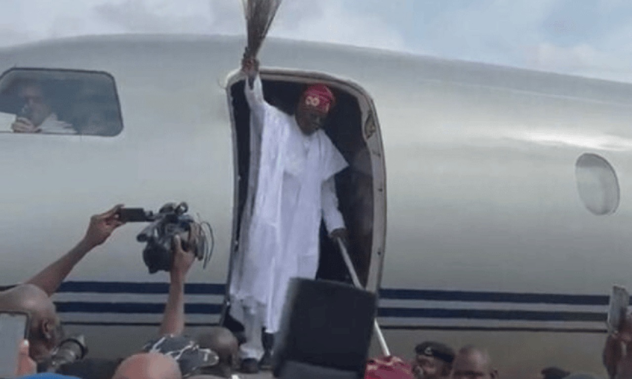 Tinubu landed in Lagos Airport