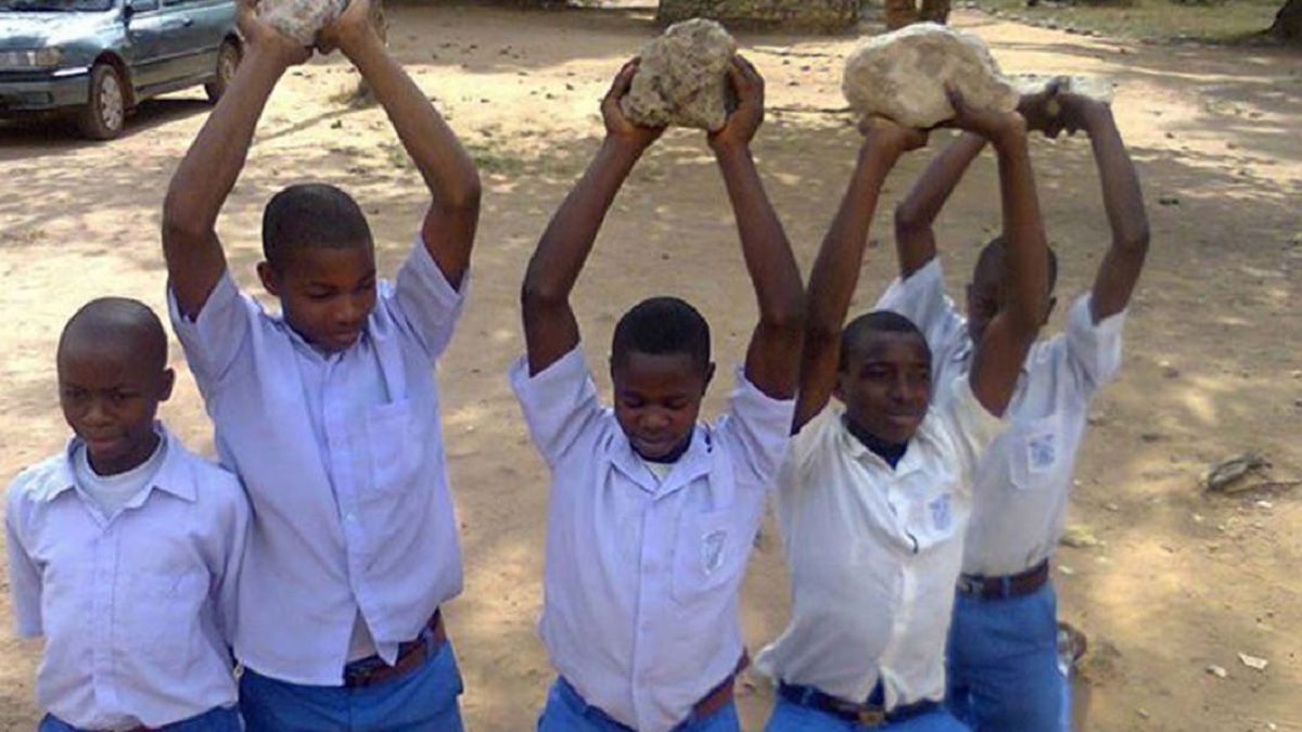 Erring students were made to lift heavy stones as punishment to serve as deterrent to others